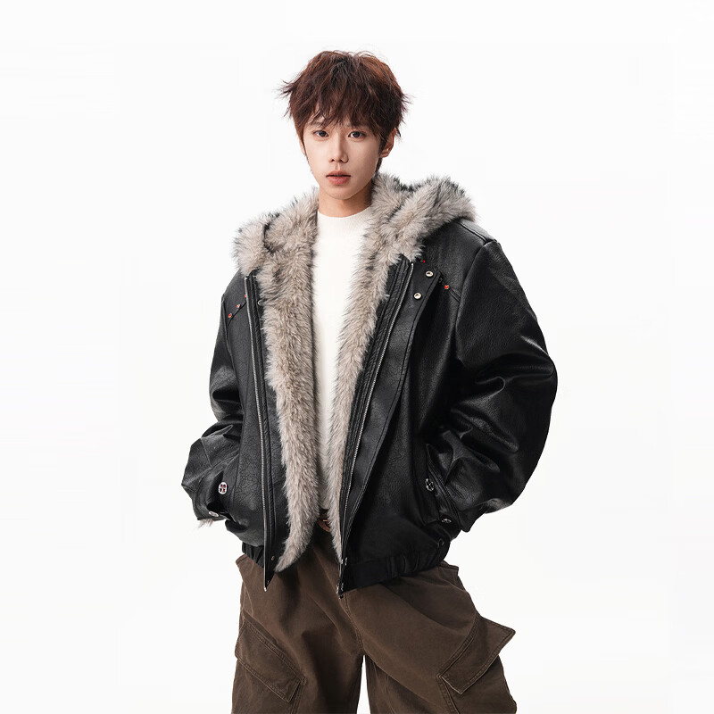 ���ڲ�����OEMG  ��ʽ�ذ�ë����ɽ���޷���ʿ�ﶬ�����ƽ⹹��ñ��ů���°����� DSA486-MF8221��ɫ XL [����110-130��] 258Ԫ