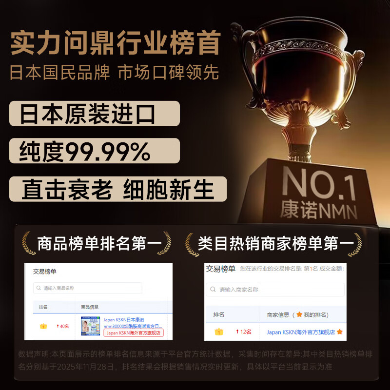 Japan KSKN康诺nmn30000烟酰胺日本原装进口抗衰老nad+年轻态官方保健品热销 180000NMN高端礼盒【买6送1】 90粒*6瓶