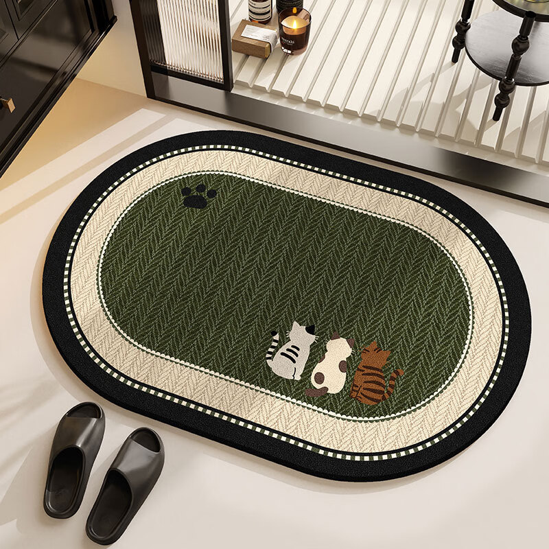 斯蒂曼妮 CITY·MANNI小清新浴室防滑地垫可爱卡通卫生间吸水速干椭圆脚垫加厚耐磨地毯 吉汪兆丰椭圆 40x60cm【吸水速干】抑菌防滑