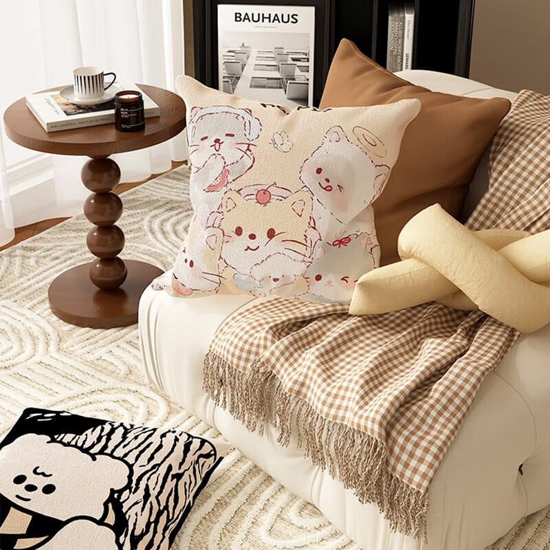 AILUKI日本沙发抱枕客厅卧室床头靠枕汽车办公室午休枕头可拆洗抱枕套 N快乐修勾B 40cm*40cm 含枕芯