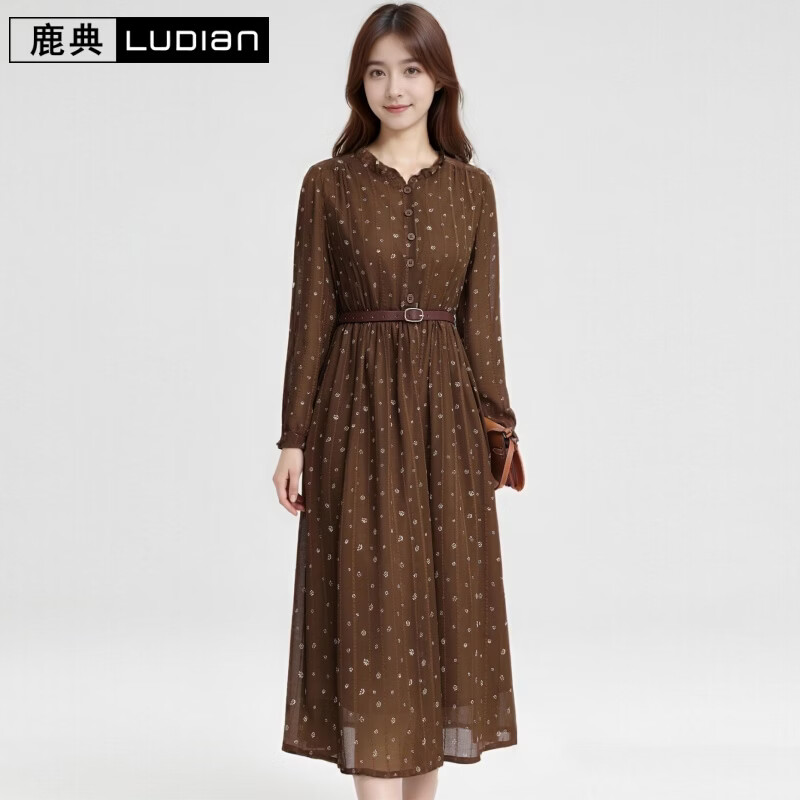 ¹�䣨LUDIan���黨����ȹŮ���ﳤ��A�ֳ�ȹ�ڴ����������������� ����ɫ 2XL 209Ԫ