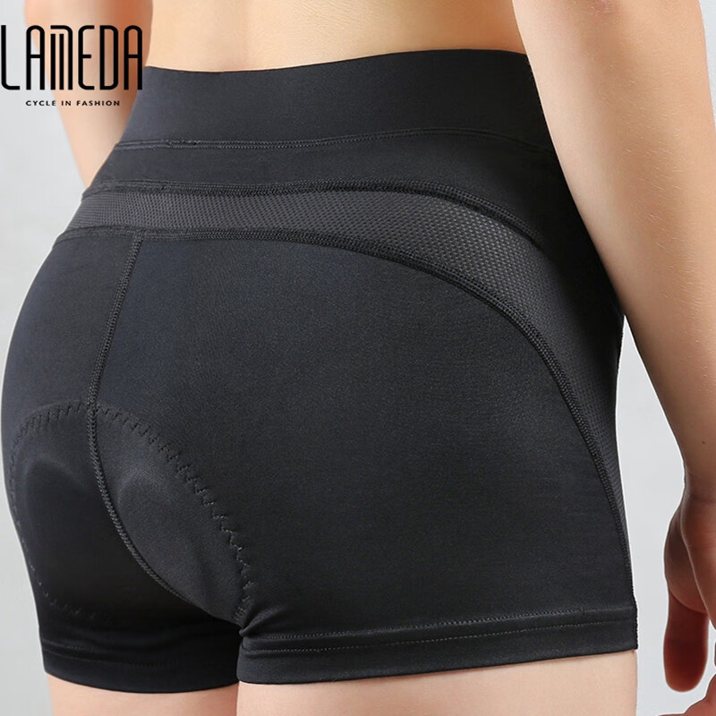 兰帕达自行车骑行内裤女硅胶海绵短裤山地公路车透气骑行短裤 骑行内裤-女款-黑色 XL