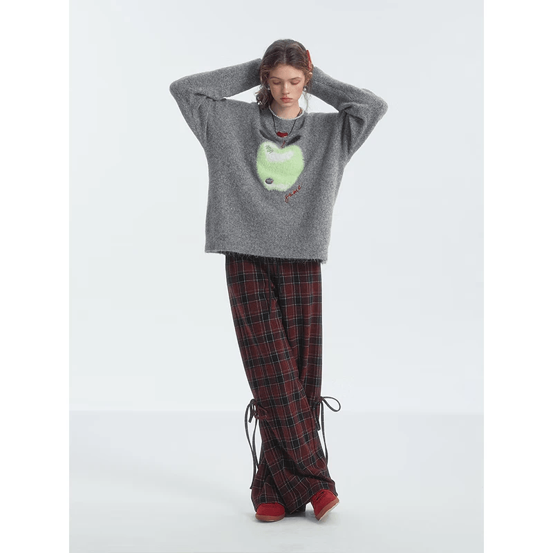 SOMESOWE趣味苹果云感毛衣女装秋冬季保暖好看 藏青色 S