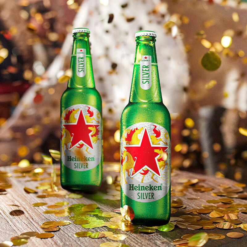 喜力啤酒 silver星银 整箱装清爽啤酒 马年礼盒 年货送礼 500mL 12瓶