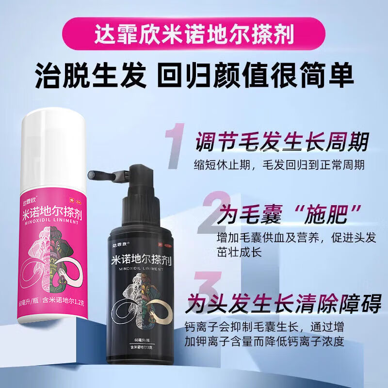 [达霏欣]米诺地尔搽剂 5%*30ml 1盒装 男女士专用生发喷雾液 成人脱发秃发斑秃掉发 发际生发液防脱密发治脱育发