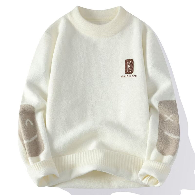 冬季假两件毛衣男加厚衬衫领毛线衣潮流帅气青年百搭保暖针织衫潮 9620卡其 均码 4XL建议165180斤