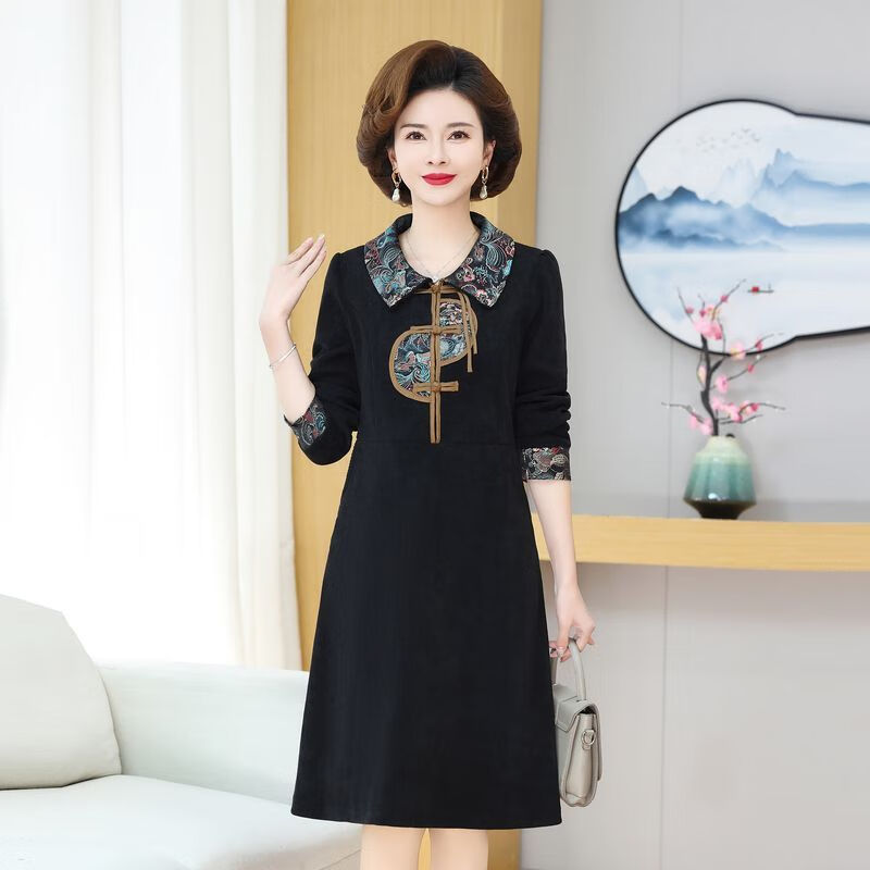 2025新中式洋气复古连衣裙春季新款时尚长袖裙子改良显瘦旗袍秋季 酒红色 XL 建议90-105斤