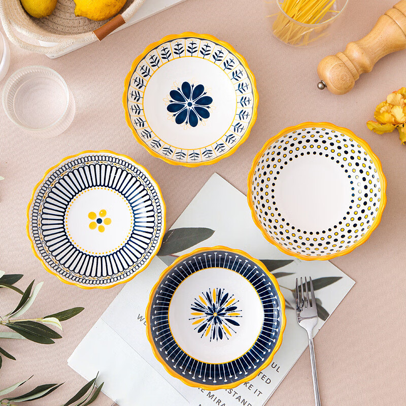 6.25英寸陶瓷碗家用拉面 面泡面 面碗饭碗沙拉碗高颜值米饭碗釉下 6.25寸-绚丽多彩