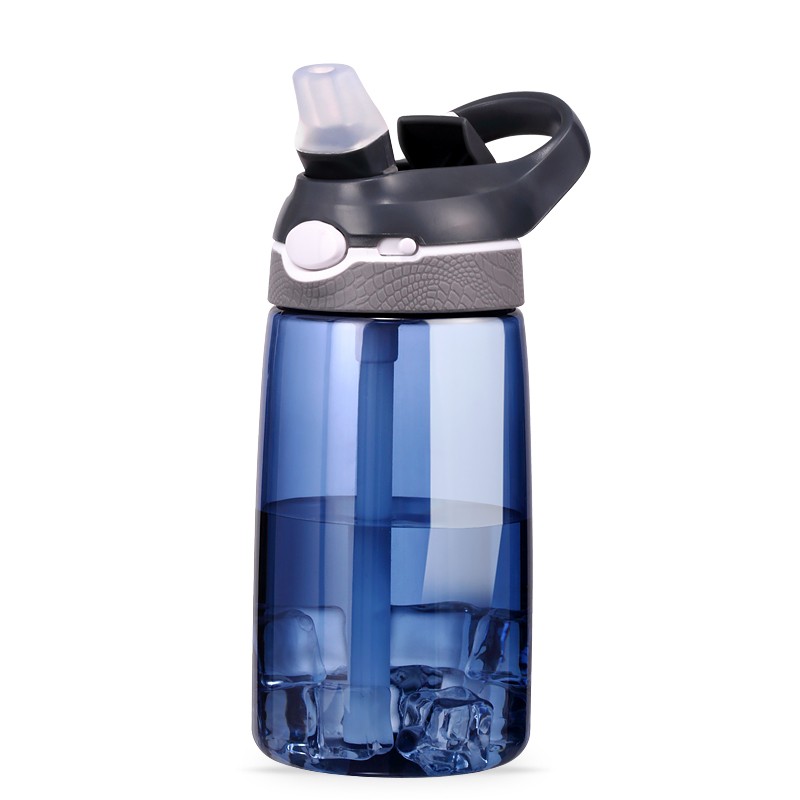 美国Melais夏季防漏吸管杯便携儿童杯子幼儿园防摔塑料小学生水杯 450ML藏蓝色