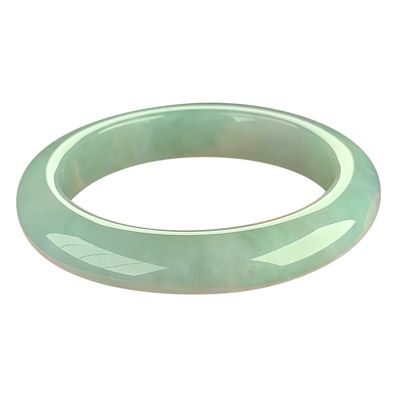 碧玉尊冰糯種翡翠手鐲淺綠冰潤玉鐲子玉石玉器A貨緬甸帶證#圈口57