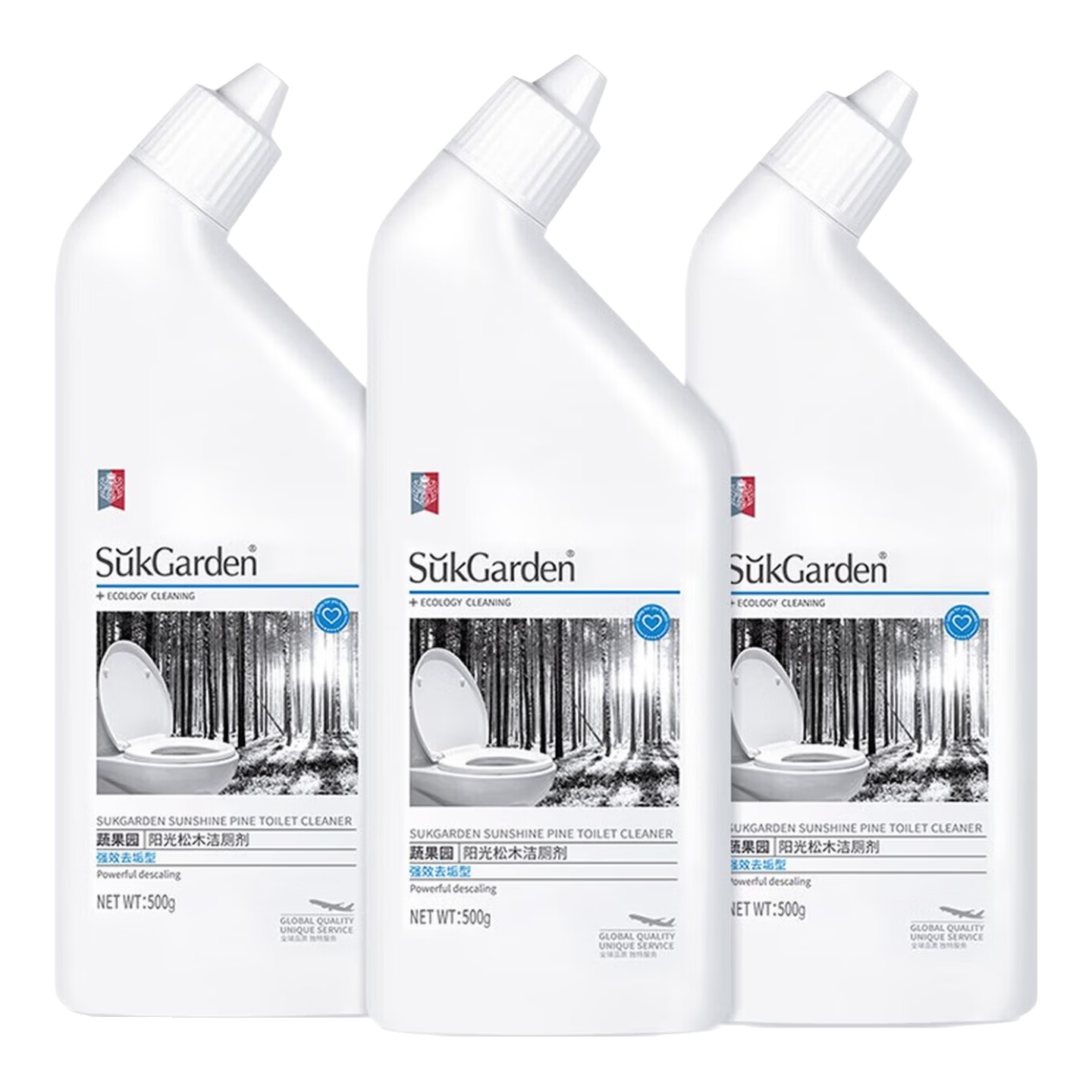 蔬果园洁厕灵 马桶清洁剂强力除垢除臭留香99%除菌洁厕液 厕所洁厕剂 阳光松木洁厕剂500g*3