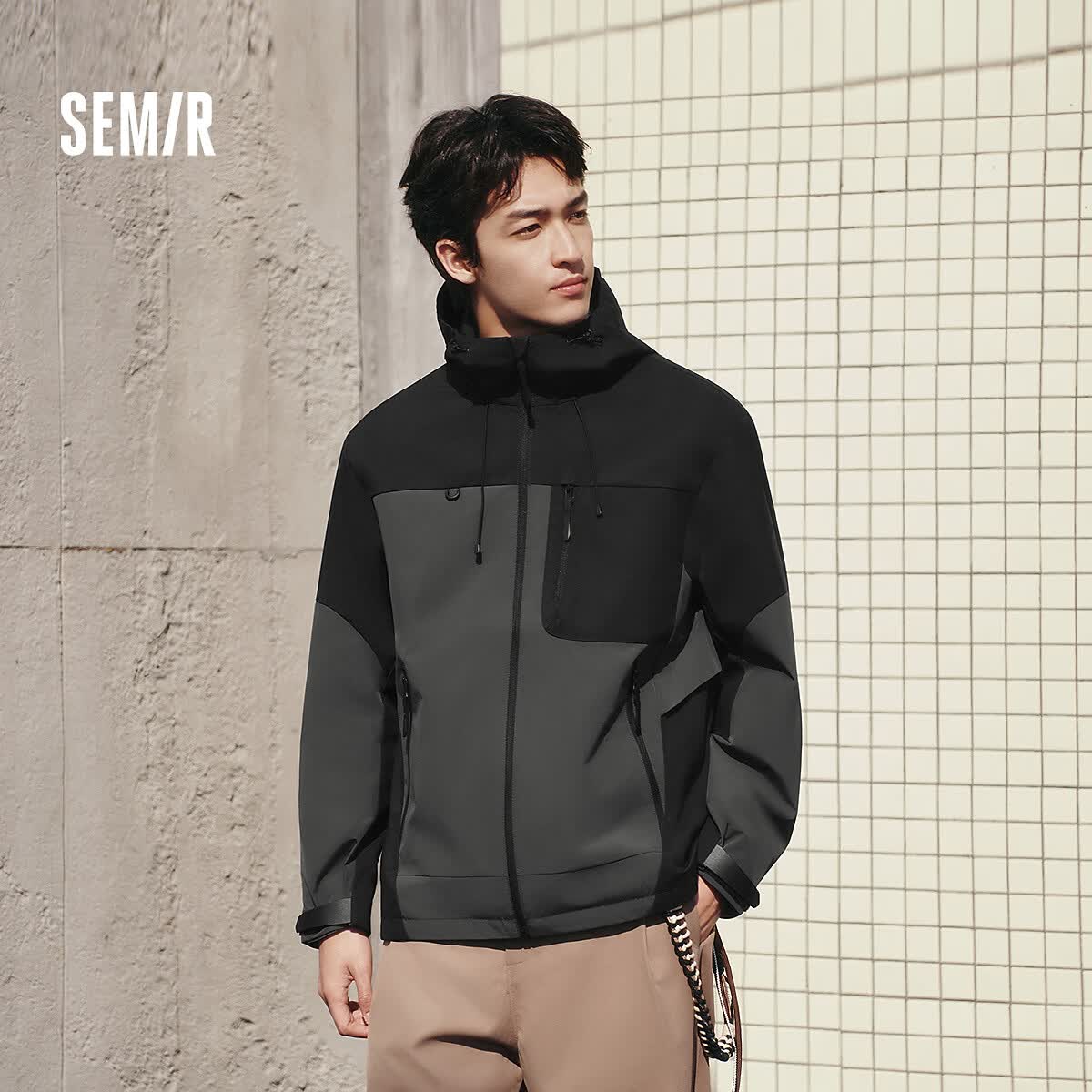 森马（Semir）都市护身服|中国国家地理嘉绒系列外套男春宽松护身服情侣装 黑色调00399 L