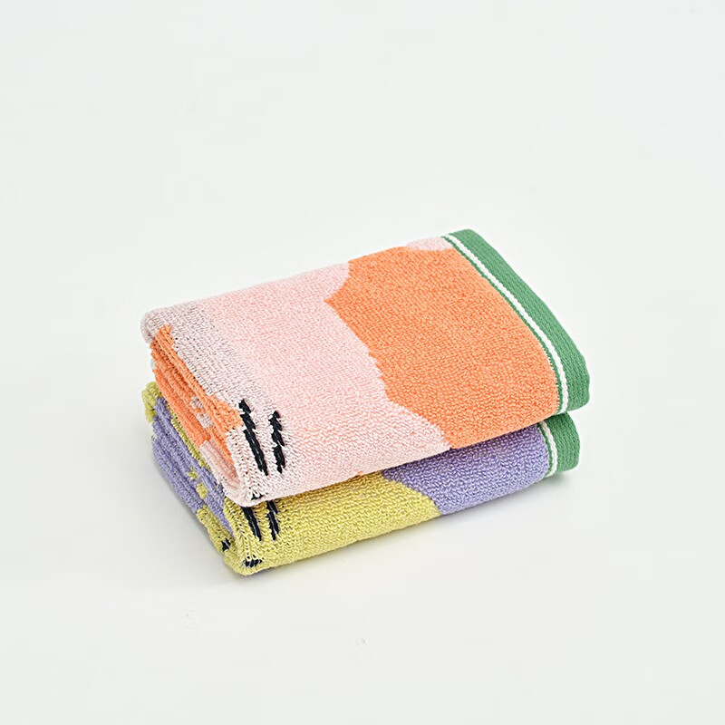 洁丽雅(grace) 纯棉儿童方巾全棉可爱卡通小毛巾洗脸方巾手帕擦手巾带挂绳 A类纯棉【紫色25*25cm】 2条 25g