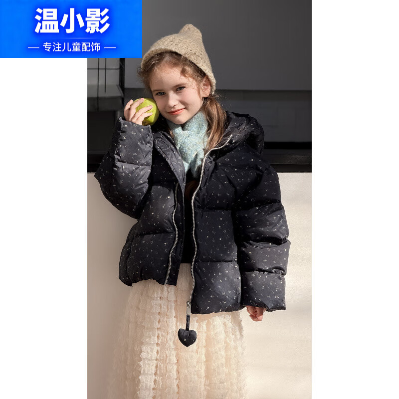 ��СӰ90��Ѽ��Ůͯ����ñ��ϵ���ױ�ůͯװ25�궬�� ��ɫС�黨 130 cm(��������120-130)������82g 255.41Ԫ