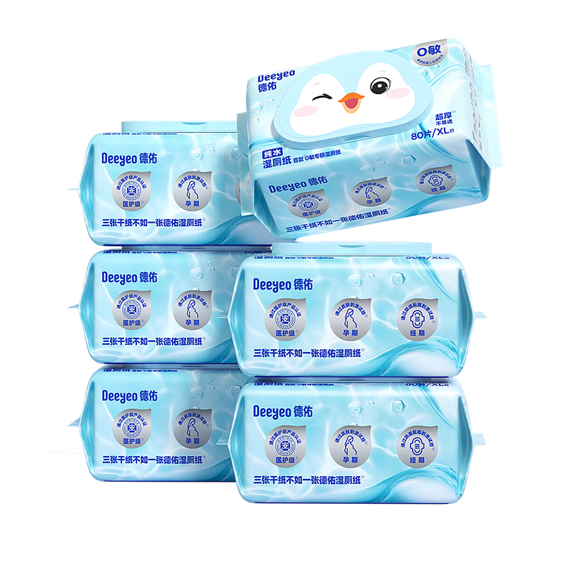 Deeyeo/���� ��ˮʪ��ֽ ���ʪ�� �ɳ���Ͱ 80��*6�� 56.9Ԫ