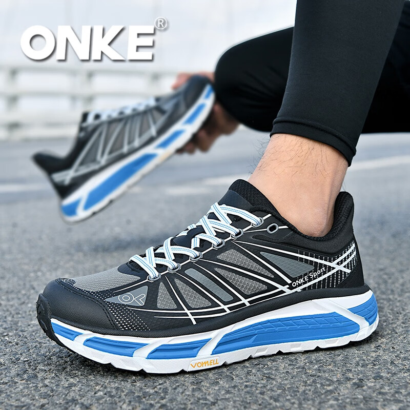 ONKE跑步鞋女冬季新款轻便透气防滑减震男女鞋厚底增高耐磨运动跑步鞋 普鲁士蓝 39