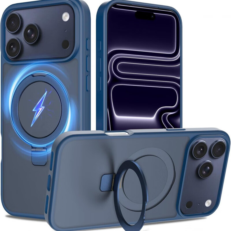 HKEN适用iPhone17ProMax磁吸支架手机壳苹果16支点磨砂肤感保护套15硬壳防摔保护套 浅粉色 iPhone12/12Pro