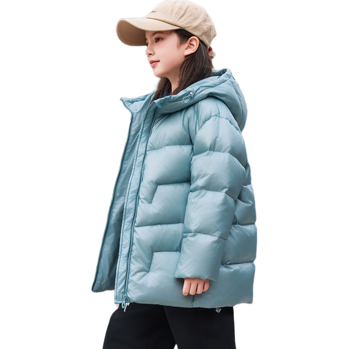 ABC KAIA正品白鹅绒儿童羽绒服男童女童加厚中大童2025新款连帽保暖外套潮 蓝色（女童） 160 建议90-150斤