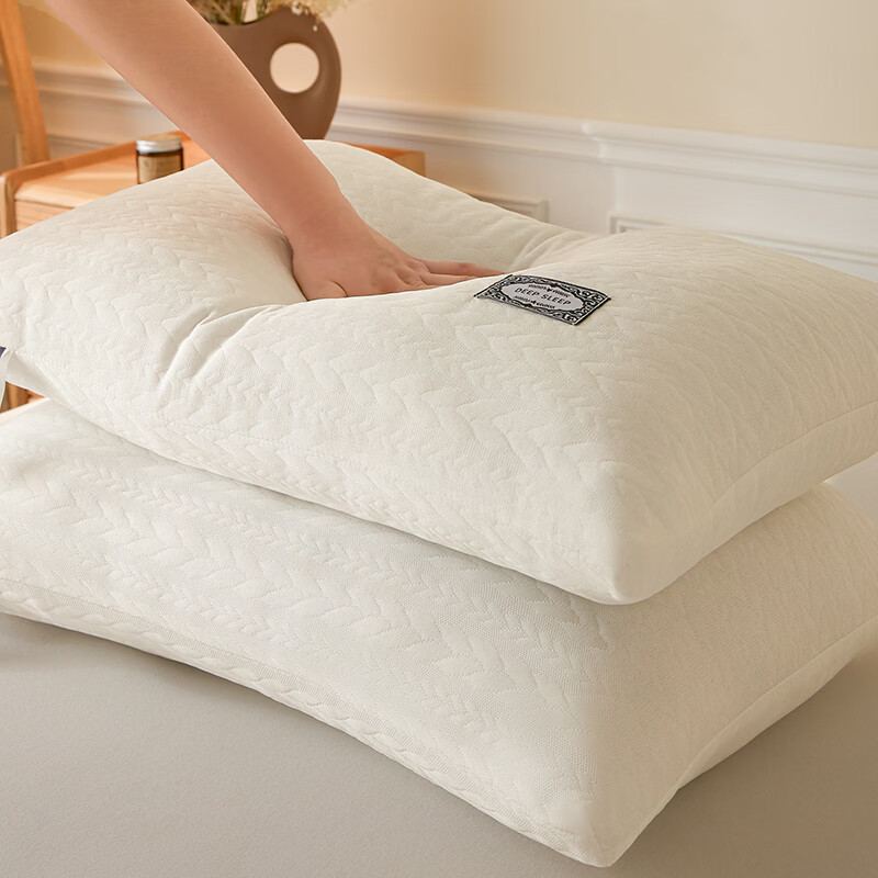 雅鹿枕头护颈椎枕芯助睡眠高不塌陷学生宿舍酒店睡觉专用成人家用一对 白色 一对 48*74cm 中枕 10cm