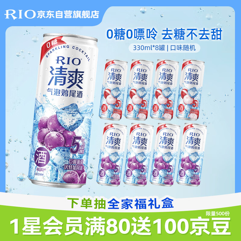 锐澳（RIO）预调酒 鸡尾酒 洋酒 果酒甜酒 伏特加 清爽5度0糖330ml*8罐 