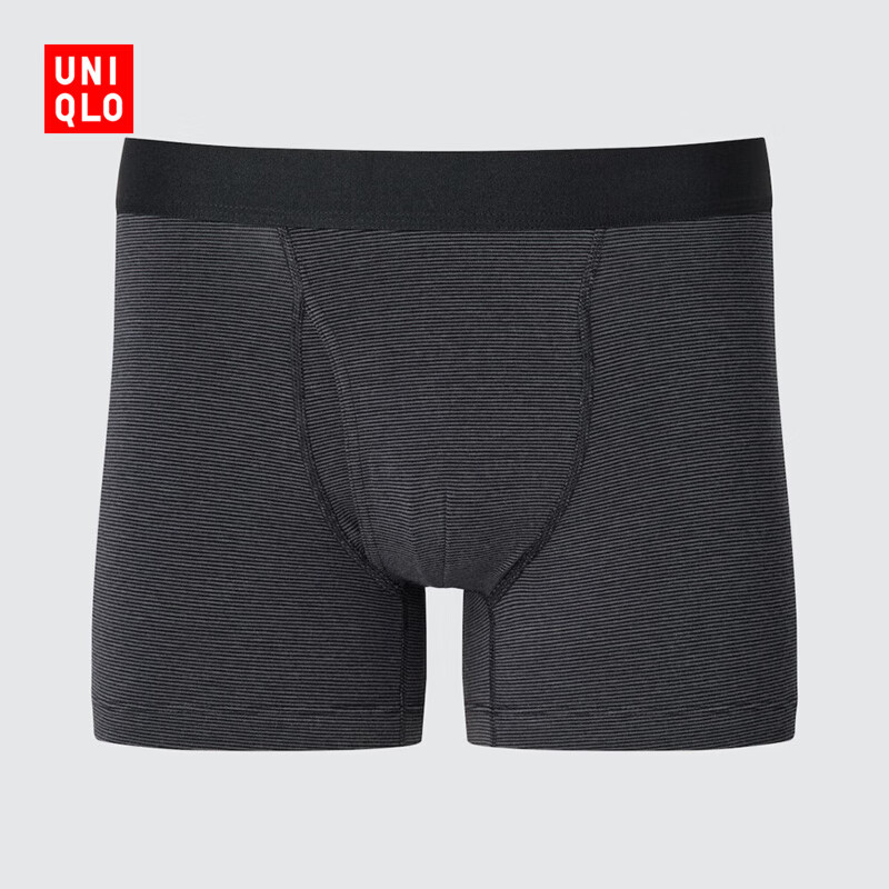 优衣库男装针织短裤/普通腰条纹内裤/26春夏新款482597 479496 476320/08深灰色 L
