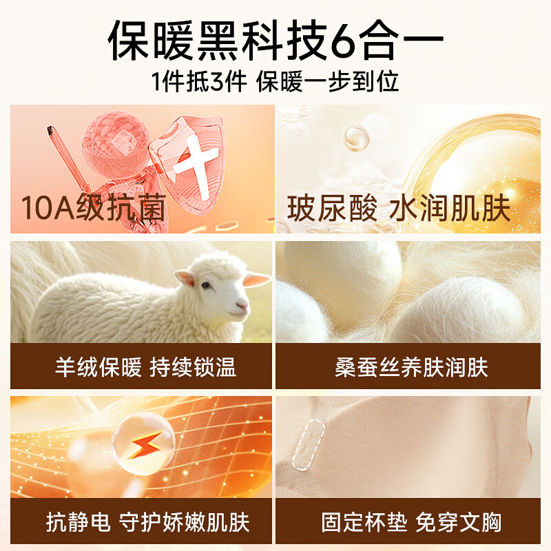 猫人保暖吊带背心女秋冬季带胸垫秋冬新款加绒蓄热无痕亲肤打底内衣女 轻奢深咖色【加绒蓄热 无痕亲肤】 M 【推荐体重90-105斤】