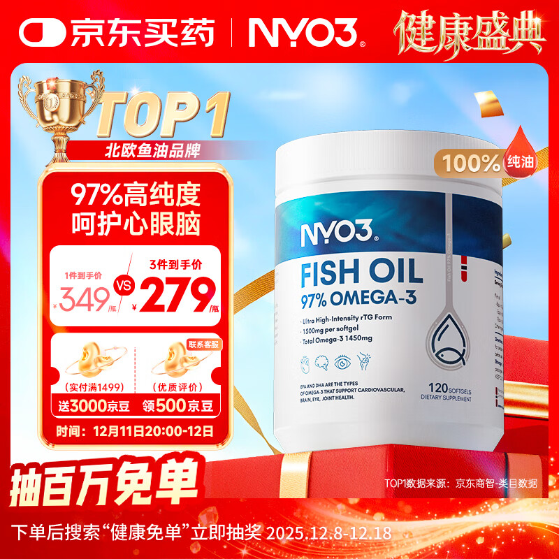 NYO3 97%ߴ 1450mgOmega-3 EPADHA 120 174.92Ԫ