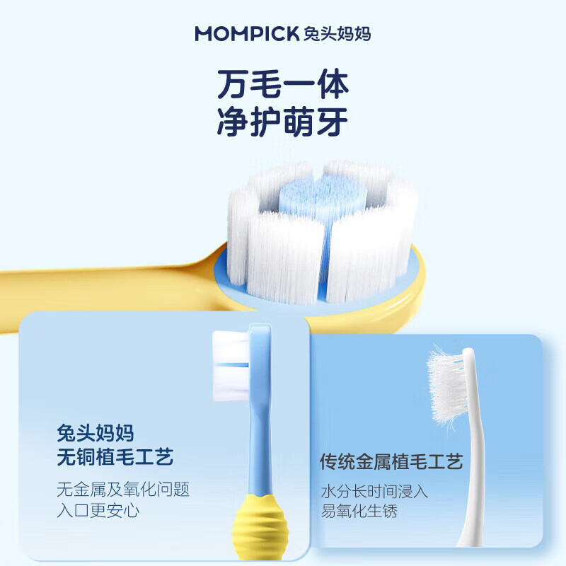 兔头妈妈 儿童牙刷 宝宝婴幼儿1-3-12岁口腔清洁万毛牙刷轻柔洁净不炸毛 【到手六支+疯狂动物城联名贴纸】万毛护理牙刷3-12岁