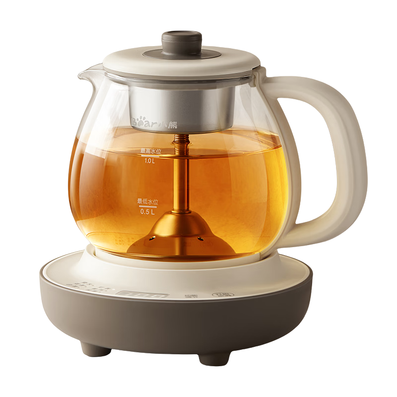 小熊（Bear）煮茶壶喷淋式煮茶器 小型一人蒸茶壶养生壶 迷你养生烧水壶 1升 ZCQ-H10D1