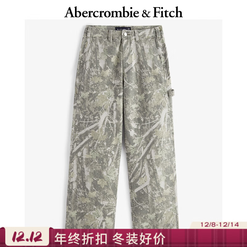 Abercrombie &amp; Fitch男装24春秋美式复古baggy风印花宽松工装裤休闲裤 迷彩 34 /32 (180/86A)