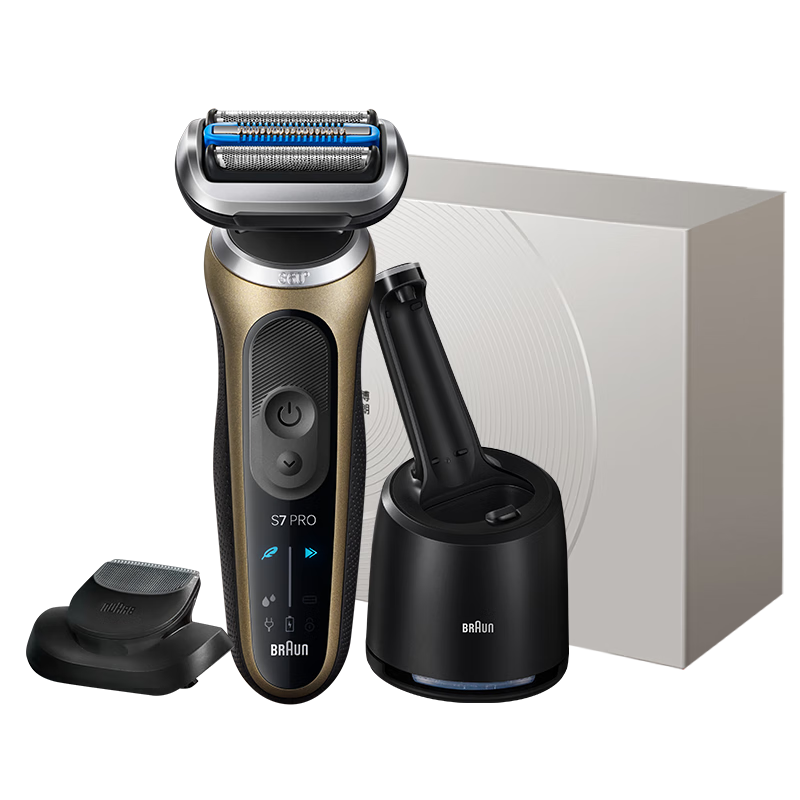 博朗情人节礼物朱一龙同款7系Pro+剃须刀德国进口电动钛金色清洁护理中心往复式刮胡刀送男朋友老公