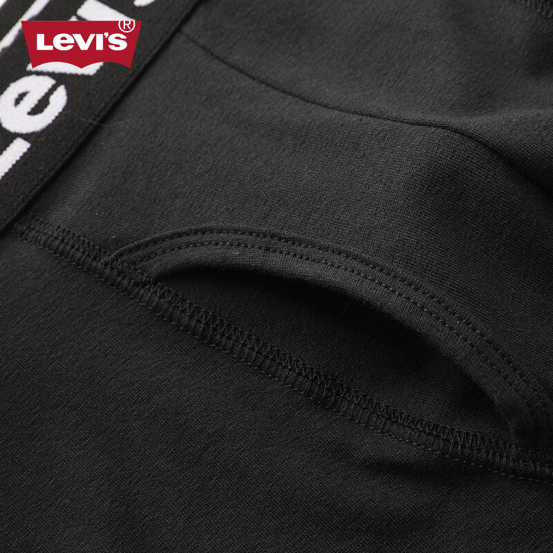 李维斯（Levi's）男士内裤平角高端中腰四角短裤加长运动休闲款透气防摩擦棉质4条 黑色 4条 S 170/76A