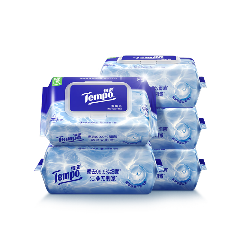 �ñ���TEMPO��һ��ͬ�� ��ˮʪ��ֽ  80Ƭ*5�� �ˮ�пɳ�ɢ ʪֽ�� ʪ��  78.17Ԫ