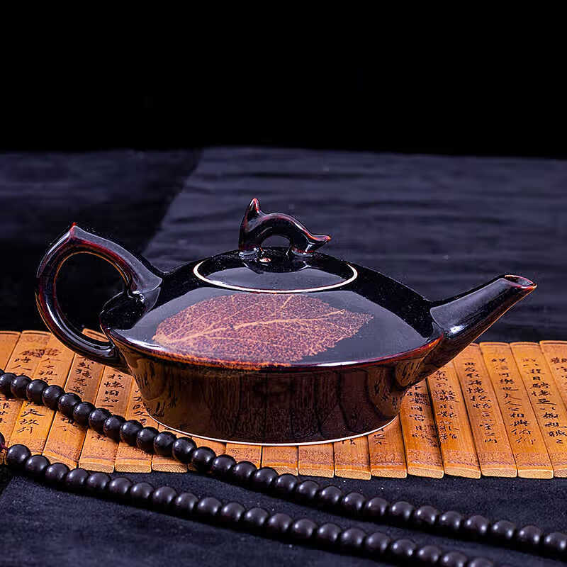 吉州窑陶瓷木叶天目盏5头陶瓷功夫茶具整套茶杯茶壶单杯礼品