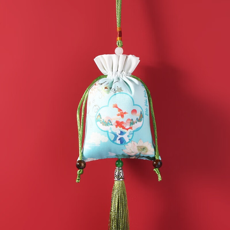 古风香囊端午节香包荷包汽车挂件首饰袋祈福福袋汉服随身配饰 湖蓝万事顺利 空袋配薰衣草香粉