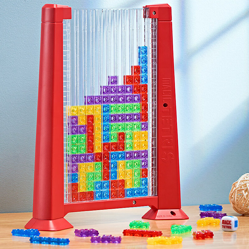 鑫思特（XST）新款俄羅斯方塊積木3d立體拼圖親子互動桌面游戲兒童早教益智玩具 紅色方塊【電商盒】