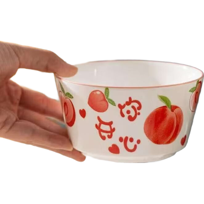 陶瓷新款可爱釉下彩高颜值ins风饭碗陶瓷餐具家用陶瓷饭碗 4.5英寸清新水果碗1只装【花色随机】