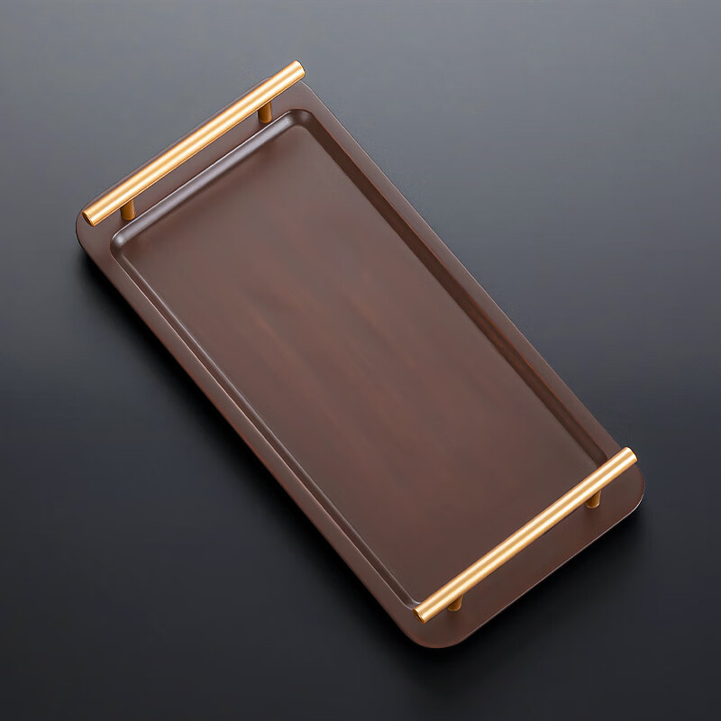 正扬手提茶盘托 托盘家用2026新款中式客厅喝茶水杯茶水茶具茶杯茶壶 金把_托_托盘(33*16)-胡桃色