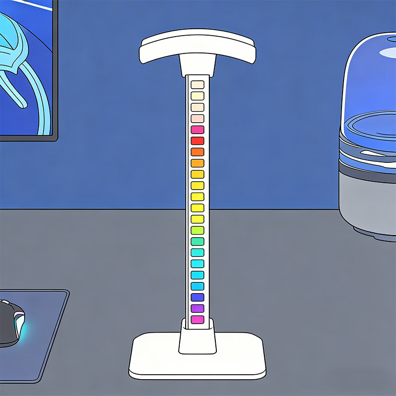 尔思家头戴式免安装头戴式耳机收纳挂架储物架电脑置物架显示器整理架 LED插电款-白色