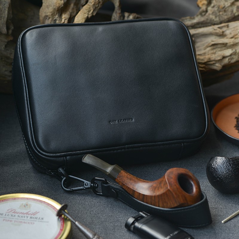 一皮（ONE LEATHER）羊皮四支装烟斗包大容量长斗直斗黑色复古配件烟具羊皮收纳袋实用 黑色怎么看?