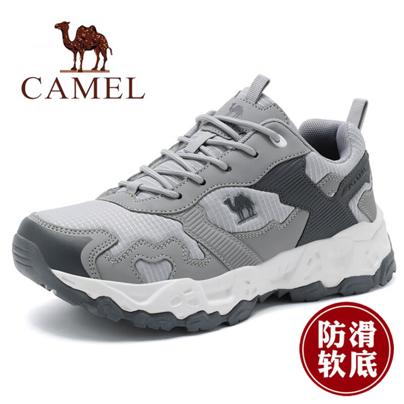 骆驼（CAMEL）断码骆驼男鞋秋季真皮休闲运动跑步鞋男士户外徒步登山鞋 3005加绒深灰色LT 41