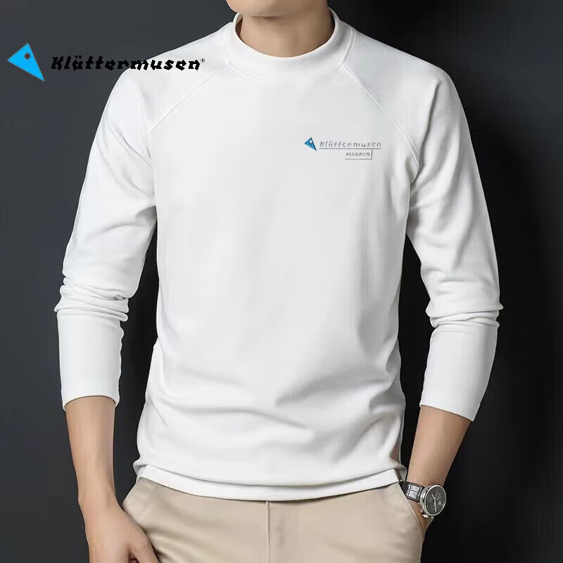 KLATTERMUSEN攀山鼠男士秋冬季长袖T恤休闲打底衫保暖加厚圆领长袖卫衣T恤 白色 S 【建议体重115-130斤】