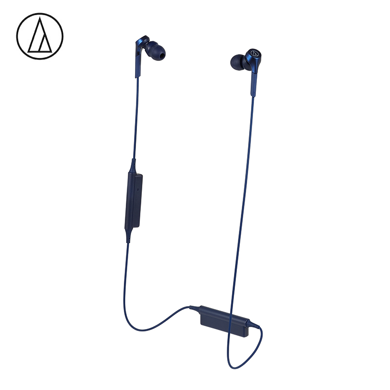 铁三角 CKS550XBT 颈挂式运动无线蓝牙耳机 入耳式重低音 音乐耳机 手机游戏 便携通话 蓝色