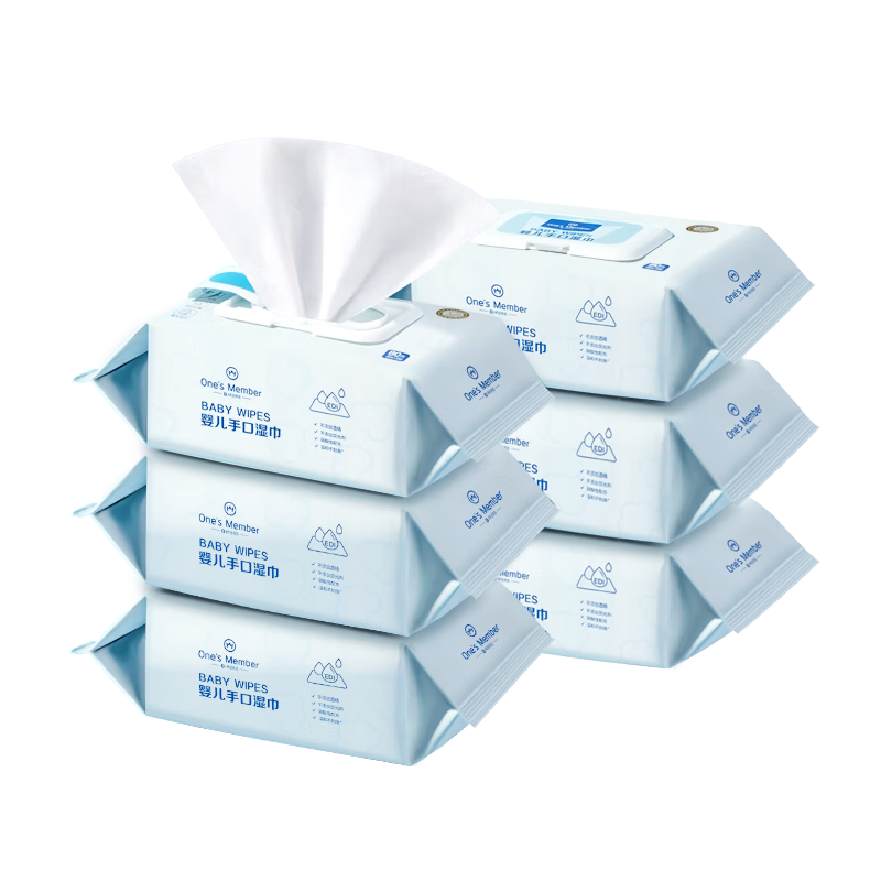 1号会员店（One's Member） 加厚婴儿手口湿巾 无香型100%天然湿纸巾80片*6包
