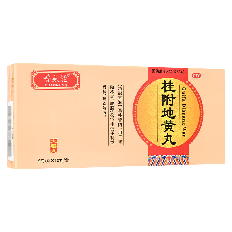 [普氨能]桂附地黄丸 9g*10丸 3盒装 温补肾阳 用于肾阳不足 腰膝痠冷 小便不利