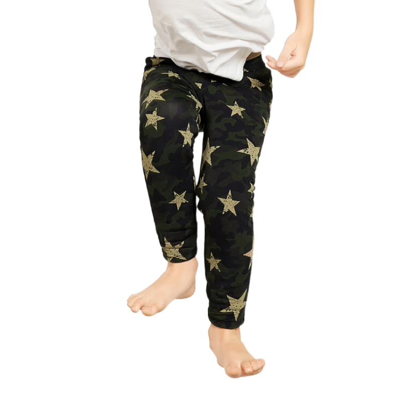 七只羊兒童羊毛褲加絨加厚保暖褲冬季高腰男童女童棉褲1901 叢林迷彩 均碼 是_120