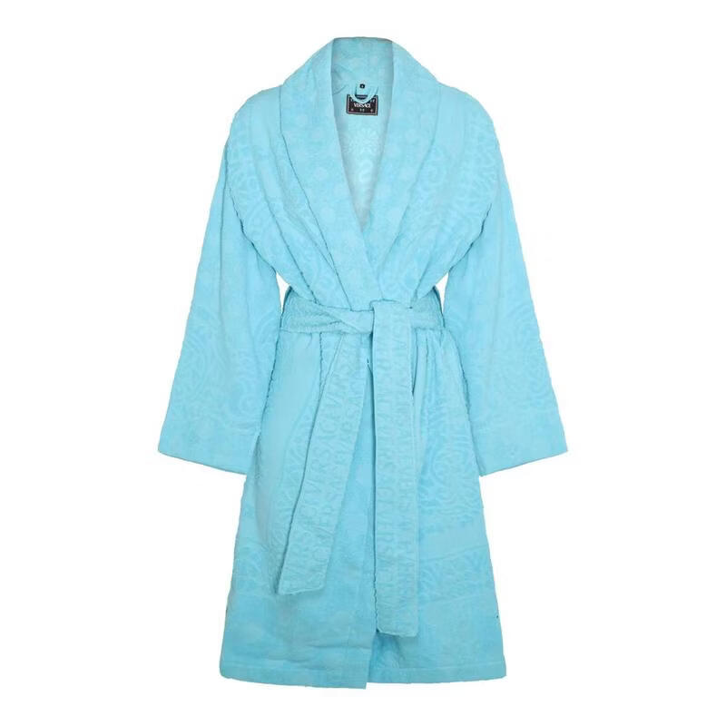 男女浴袍保暖吸水棉质柔软居家浴室家居简约 蓝色