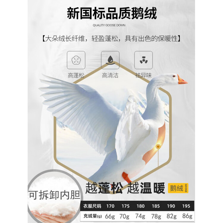 九牧王(JOEONE)男士鹅绒羽绒服2025新款冬季加厚中年商务翻领保暖夹克外套 黑色 4XL 195(适合体重180-200斤)