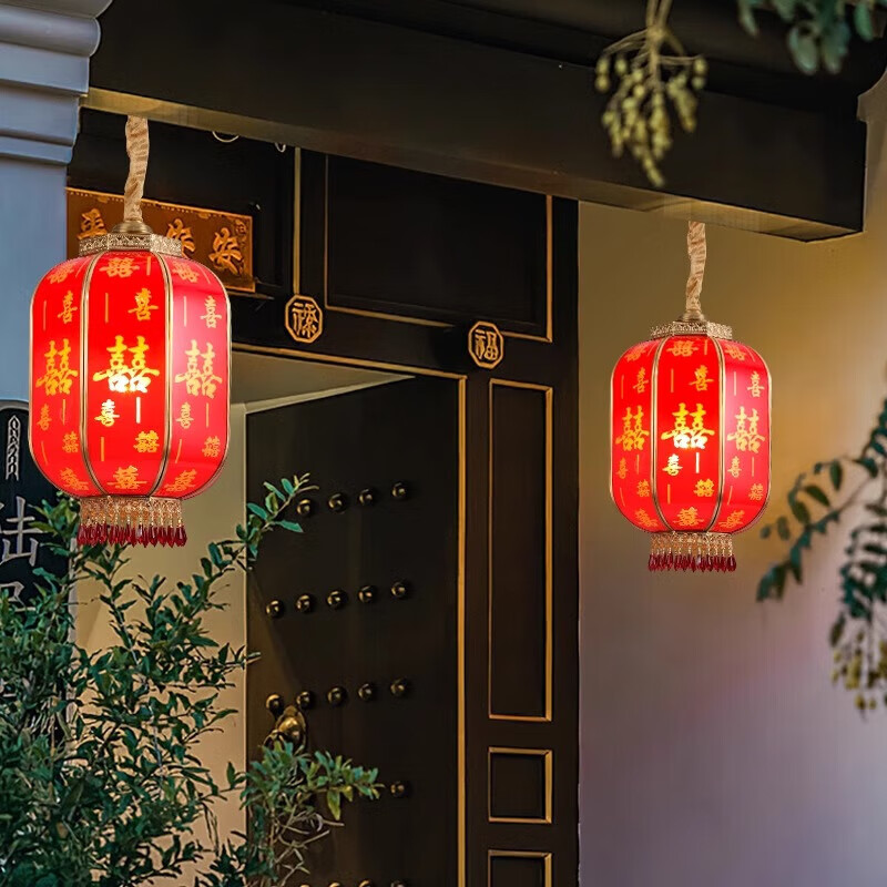 全铜宫灯阳台别墅中式灯笼明清古典福过年春节喜庆大门挂饰灯笼 金福款宫灯-直径25cm-1个全铜