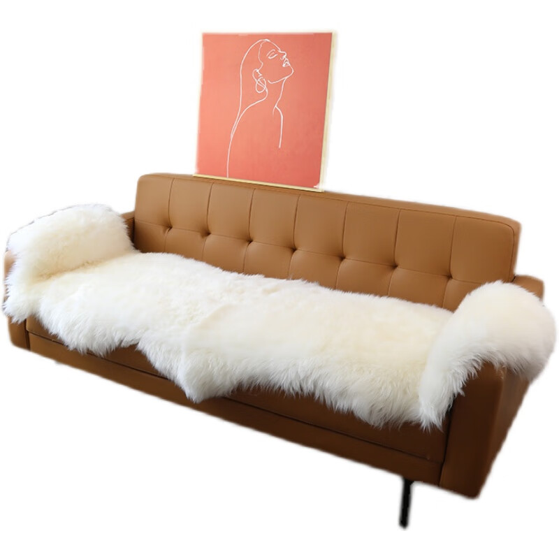 眷耐冬季羊毛沙发垫皮毛一体皮草坐垫加厚沙发套罩防滑羊皮地毯床头谈 浅灰色(皮毛一体) 50cm*60cm 精选（0.5P/两头平）